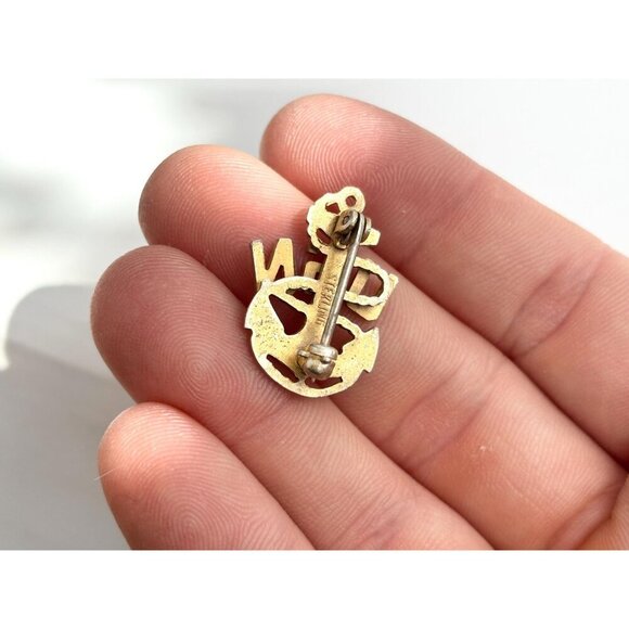 SOLD U.S. Navy Chief Petty Officer Sterling "USN" CPO Anchor WWII Cap Badge - Picture 3 of 7